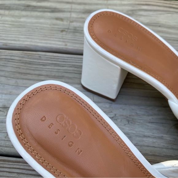 ASOS Quilted Mule White Square Toe Womens Size 9 Block Heel - Picture 2 of 6